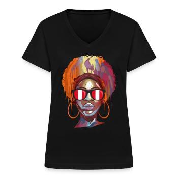 Peru - Women's V-neck T-shirt - black - Front - Lela (165cm)