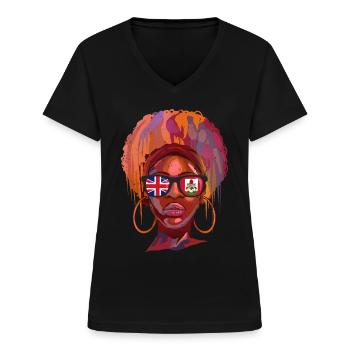 Bermuda - Frauen-T-Shirt mit V-Ausschnitt - Schwarz - Vorne - Lela (165cm)