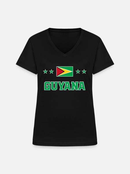 Guyana - Frauen-T-Shirt mit V-Ausschnitt - Schwarz