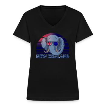 New Zealand - Women's V-neck T-shirt - black - Front - Lela (165cm)