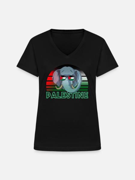 Palästina - Frauen-T-Shirt mit V-Ausschnitt - Schwarz