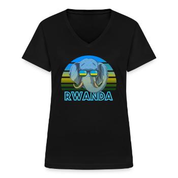 Ruanda - Frauen-T-Shirt mit V-Ausschnitt - Schwarz - Vorne - Lela (165cm)