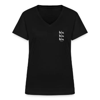 bla bla bla-dgn - Frauen-T-Shirt mit V-Ausschnitt - Schwarz - Vorne - Lela (165cm)