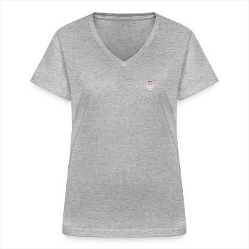 Oma Läuft Liebevolles Shirt Unikat Oma Tag - Frauen-T-Shirt mit V-Ausschnitt - Grau meliert - Vorne - Lela (165cm)