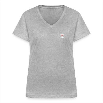 Danke für die tolle Zeit beim Boxsport - Frauen-T-Shirt mit V-Ausschnitt - Grau meliert - Vorne - Lela (165cm)