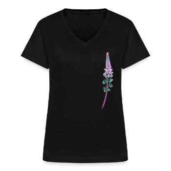 Lupin - Fleur décorative - T-shirt col V Femme - noir - Devant - Lela (165cm)