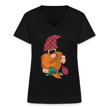 Zwerg - Frauen-T-Shirt mit V-Ausschnitt - Schwarz - Vorne - Lela (165cm)