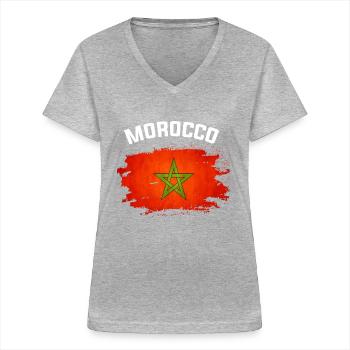 Morocco - T-shirt col V Femme - gris chiné - Devant - Lela (165cm)