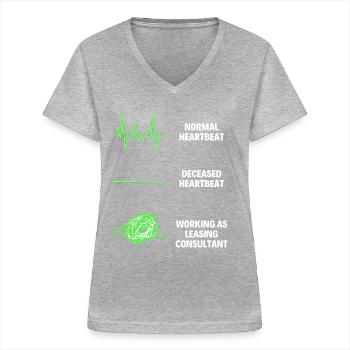 Consultant en crédit-bail Travailleur en location - T-shirt col V Femme - gris chiné - Devant - Lela (165cm)