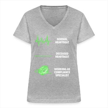 Drôle de spécialiste de la conformité Travailleurs professionnels - T-shirt col V Femme - gris chiné - Devant - Lela (165cm)