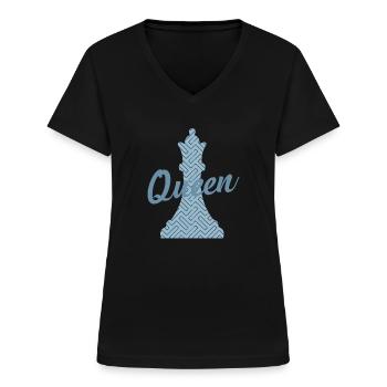 Queen Queen Chess Intelligence Jeu de casse-tête - T-shirt col V Femme - noir - Devant - Lela (165cm)