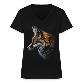 Fuchs Tierliebhaber Tierisch Tier Geschenkidee - Frauen-T-Shirt mit V-Ausschnitt - Schwarz - Vorne - Lela (165cm)