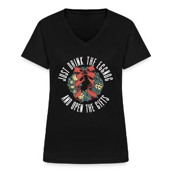 Atheist Atheismus Eierlikör Weihnachten - Frauen-T-Shirt mit V-Ausschnitt - Schwarz - Vorne - Lela (165cm)