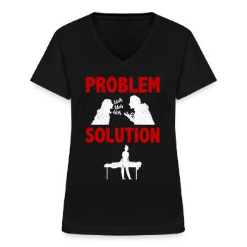 Masser Massothérapeute Solution au problème - T-shirt col V Femme - noir - Devant - Lela (165cm)