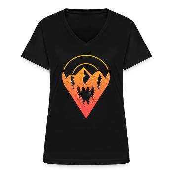 Geocaching Destination - Geocaching Geocacher - Women's V-neck T-shirt - black - Front - Lela (165cm)