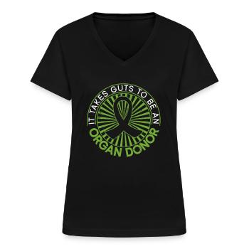 Organ Donor Organ Transplant Organ Donation - Women's V-neck T-shirt - black - Front - Lela (165cm)