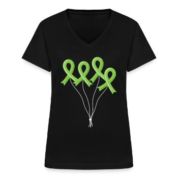 Don d’organes Greffe d’organes Don d’organes - T-shirt col V Femme - noir - Devant - Lela (165cm)