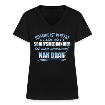 Lustige Schiffsmechaniker Beruf Reparatur Schiff - Women's V-neck T-shirt - black - Front - Lela (165cm)