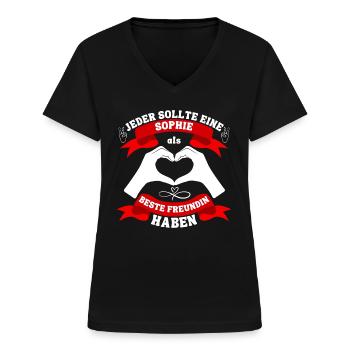 Beste Freundin Sophie - Frauen-T-Shirt mit V-Ausschnitt - Schwarz - Vorne - Lela (165cm)