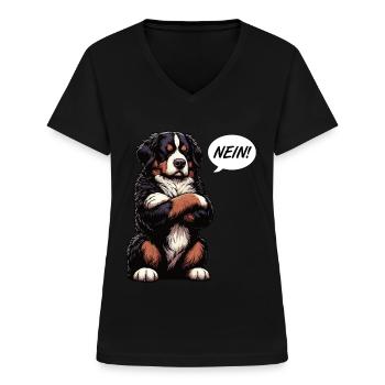 Nein Berner Sennenhund Sennenhunde Sennen Besitzer - Frauen-T-Shirt mit V-Ausschnitt - Schwarz - Vorne - Lela (165cm)