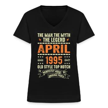 Avril 1995, AVRIL 1995 - T-shirt col V Femme - noir - Devant - Lela (165cm)
