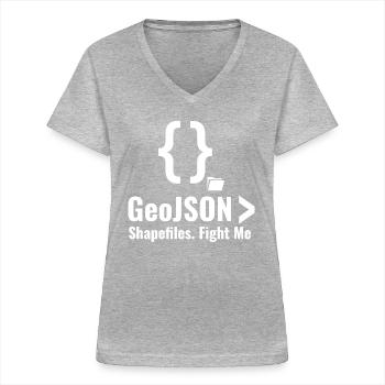 GeoJSON Shapefiles GIS Data Format Debate - Women's V-neck T-shirt - sports grey - Front - Lela (165cm)