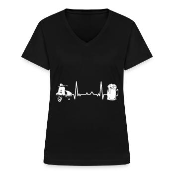 Motorroller Mofa Moped Roller - Frauen-T-Shirt mit V-Ausschnitt - Schwarz - Vorne - Lela (165cm)
