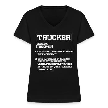 Truck driver Truck driver Truck driver Trucker - Women's V-neck T-shirt - black - Front - Lela (165cm)