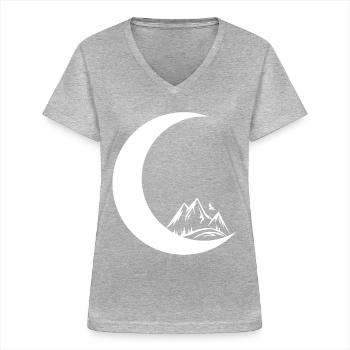 Crescent Moon - Mountain - - Women's V-neck T-shirt - sports grey - Front - Lela (165cm)