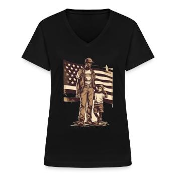 Veteran Day Dad Opa Veteranen - Frauen-T-Shirt mit V-Ausschnitt - Schwarz - Vorne - Lela (165cm)