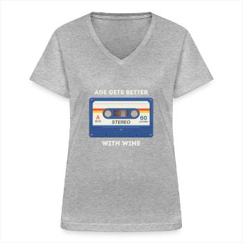 Retro -sarkastisches Alter Spruch - Frauen-T-Shirt mit V-Ausschnitt - Grau meliert - Vorne - Lela (165cm)