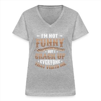 I'm not funny - Women's V-neck T-shirt - sports grey - Front - Lela (165cm)