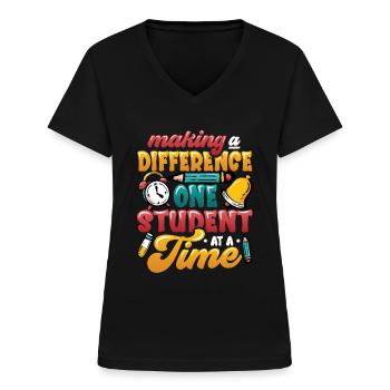 Making a difference - Women's V-neck T-shirt - black - Front - Lela (165cm)