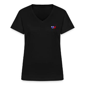 Finnland Taiwan Flagge Herz - Frauen-T-Shirt mit V-Ausschnitt - Schwarz - Vorne - Lela (165cm)