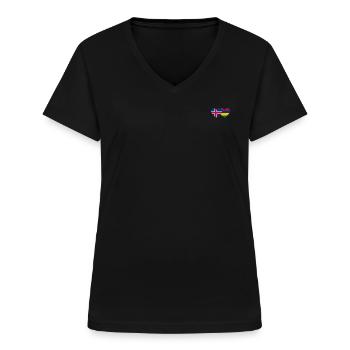 Iceland Mauritius Flag Heart - Women's V-neck T-shirt - black - Front - Lela (165cm)