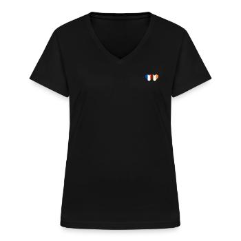 France Irlande Flag Coeur - T-shirt col V Femme - noir - Devant - Lela (165cm)