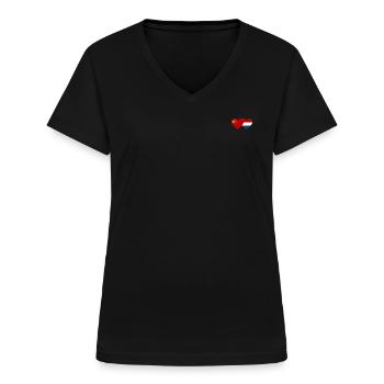 China Holland Heart Flag - Women's V-neck T-shirt - black - Front - Lela (165cm)