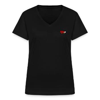 Morocco Jordan Flag Heart - Women's V-neck T-shirt - black - Front - Lela (165cm)