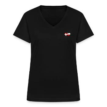 Denmark Poland Flag Heart - Women's V-neck T-shirt - black - Front - Lela (165cm)