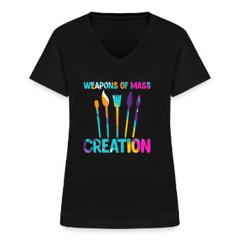 artiste - T-shirt col V Femme - noir - Devant - Lela (165cm)