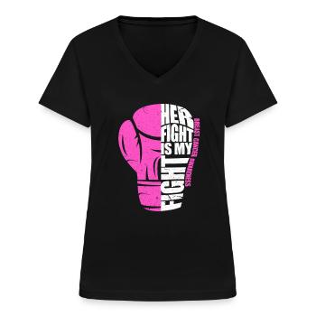 Breast Cancer Breast Cancer Breast Cancer Gift - Women's V-neck T-shirt - black - Front - Lela (165cm)
