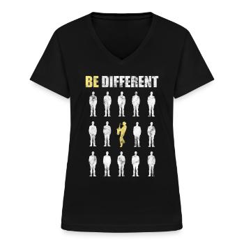 Saxophone be different - Frauen-T-Shirt mit V-Ausschnitt - Schwarz - Vorne - Lela (165cm)