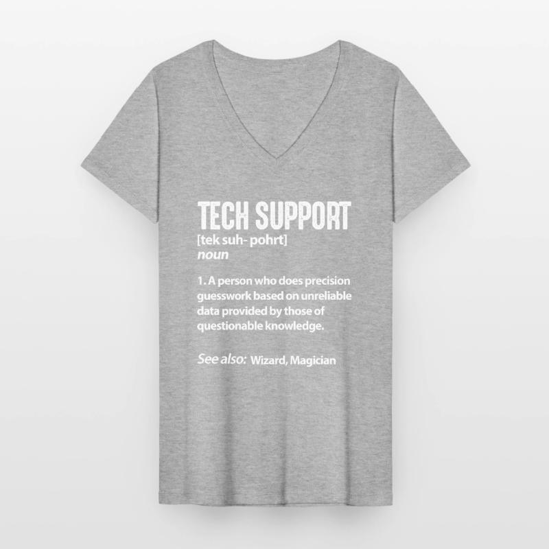Support technique programmeur informatique T-shirt col V Femme