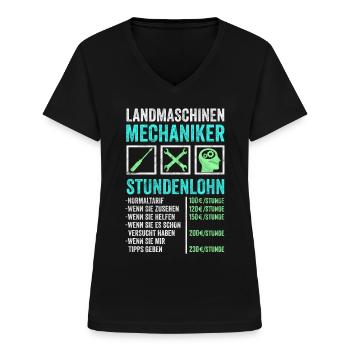Landmaschinenmechaniker Stundenlohn - Frauen-T-Shirt mit V-Ausschnitt - Schwarz - Vorne - Lela (165cm)