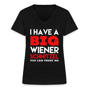 Wiener Schnitzel Spruch - Frauen-T-Shirt mit V-Ausschnitt - Schwarz - Vorne - Lela (165cm)