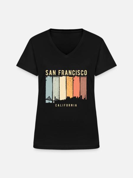 San Francisco Skyline - Frauen-T-Shirt mit V-Ausschnitt - Schwarz