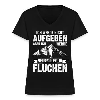 Wandern & Berge - Lustige Sprüche zum Wandern - Frauen-T-Shirt mit V-Ausschnitt - Schwarz - Vorne - Lela (165cm)