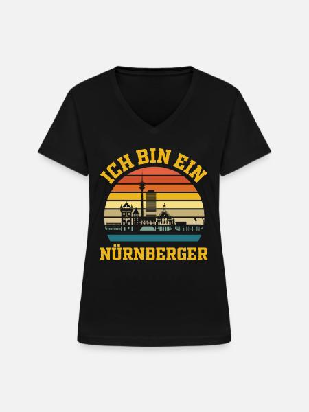 Nürnberg | Ich bin ein Nürnberger - Frauen-T-Shirt mit V-Ausschnitt - Schwarz