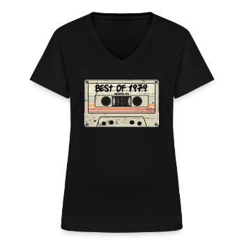 Best of 1979 Kasette - Frauen-T-Shirt mit V-Ausschnitt - Schwarz - Vorne - Lela (165cm)