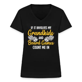 Grandkids Boardgames Brettspiel Enkelkinder - Frauen-T-Shirt mit V-Ausschnitt - Schwarz - Vorne - Lela (165cm)